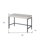 42" Natural and Black Writing Desk With Two Drawers - Homeroots - Flyclothing LLC