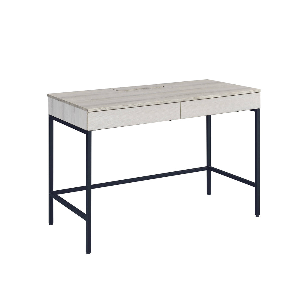 42" Natural and Black Writing Desk With Two Drawers - Homeroots - Flyclothing LLC