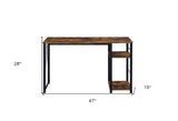 47" Brown and Black Writing Desk - Homeroots - Flyclothing LLC
