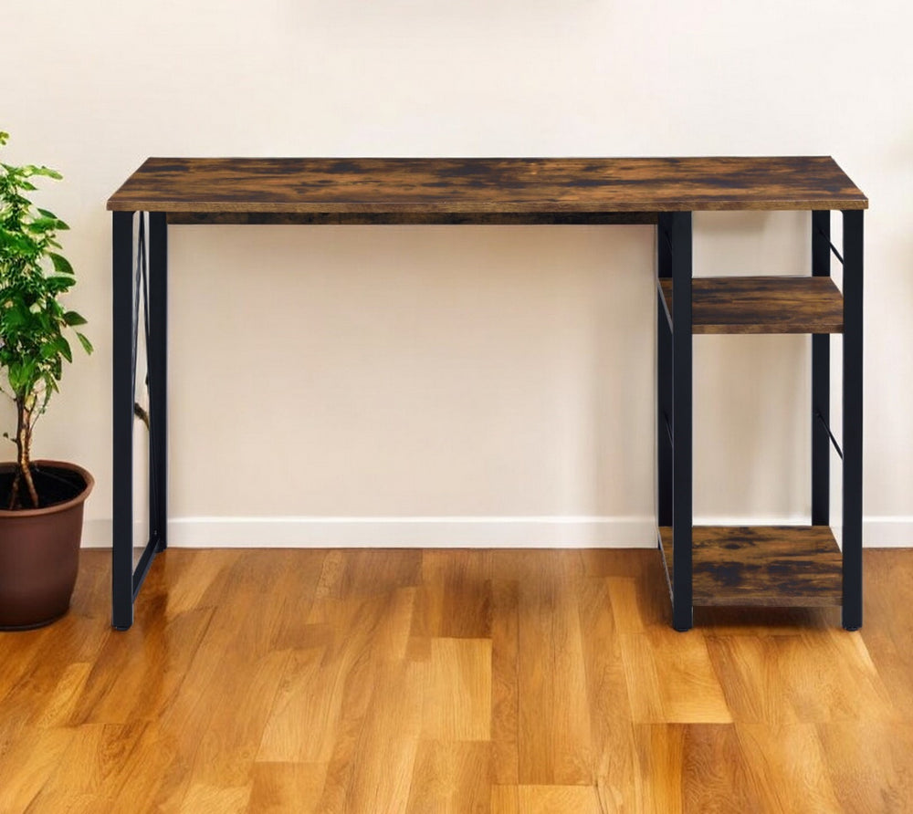 47" Brown and Black Writing Desk - Homeroots - Flyclothing LLC