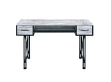 47" Antiqued White and Black Computer Desk With Two Drawers - Homeroots - Flyclothing LLC