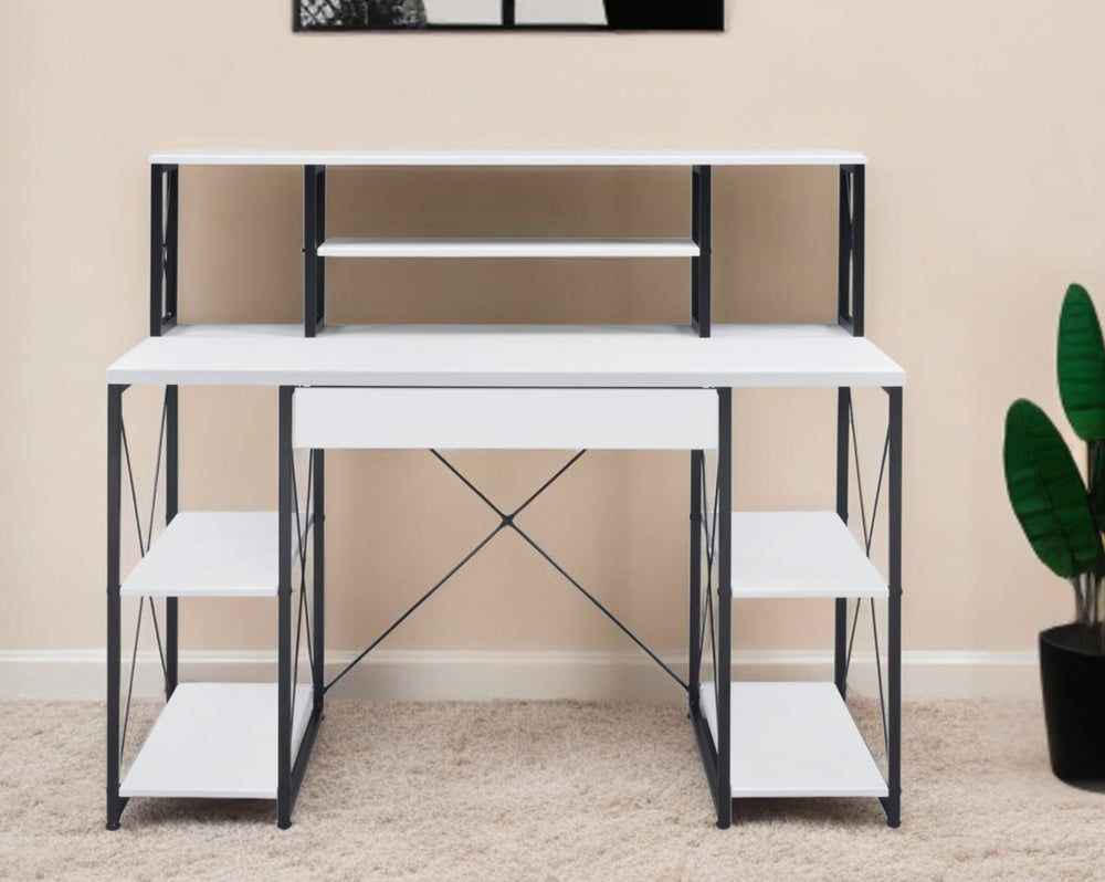 47" White and Black Computer Desk - Homeroots - Flyclothing LLC