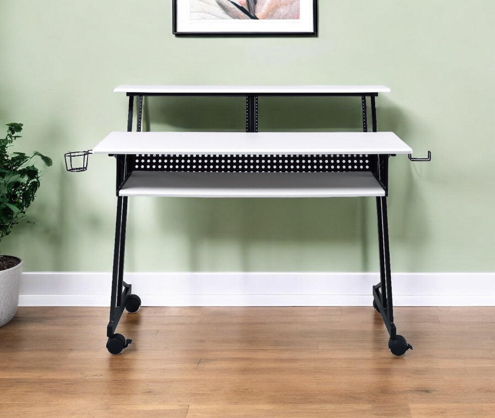 47" White and Black Computer Desk - Homeroots - Flyclothing LLC