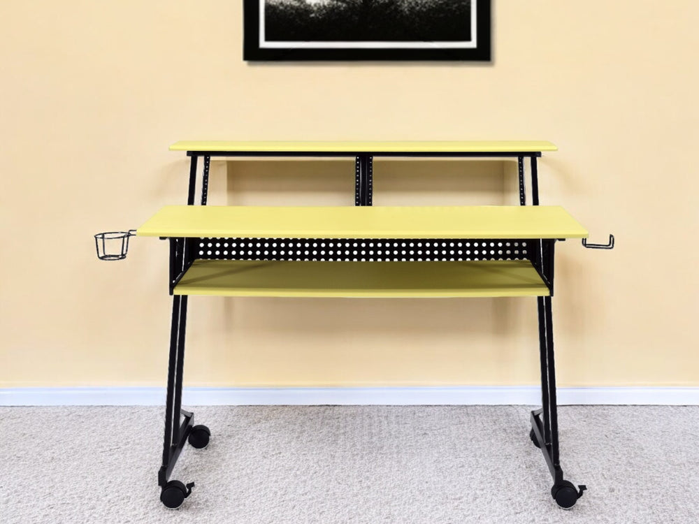 47" Yellow and Black Computer Desk - Homeroots - Flyclothing LLC