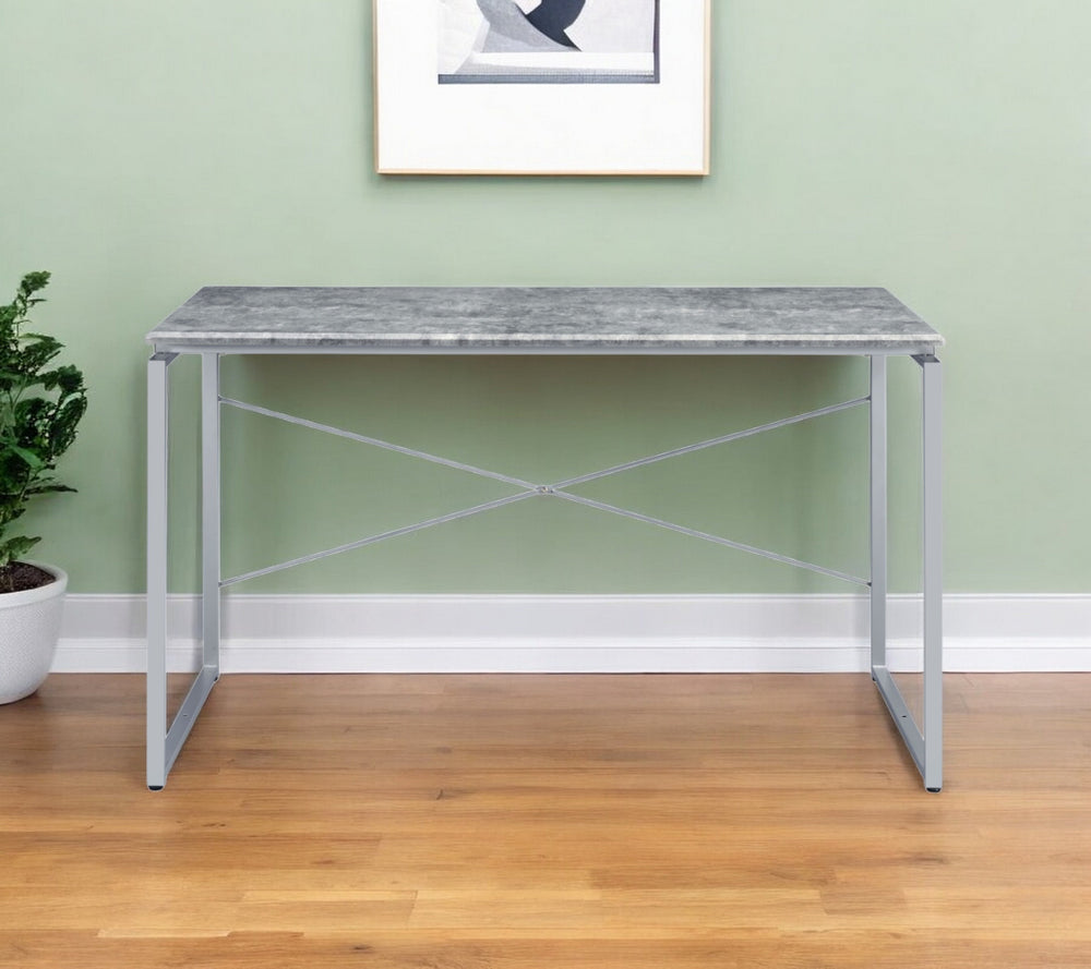 47" Gray and Black Writing Desk - Homeroots - Flyclothing LLC