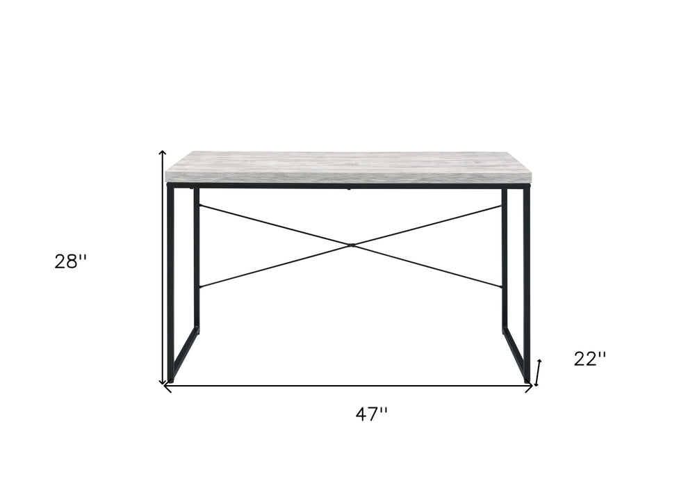 47" Antiqued White and Black Writing Desk - Homeroots - Flyclothing LLC
