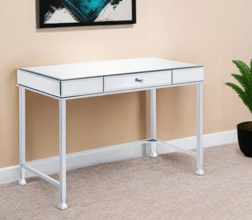 42" Clear and Silver Mirrored Writing Desk - Homeroots - Flyclothing LLC