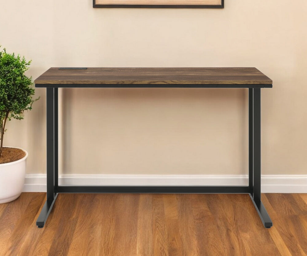 47" Brown and Black Writing Desk - Homeroots - Flyclothing LLC