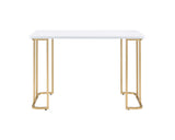 48" White and Gold Writing Desk