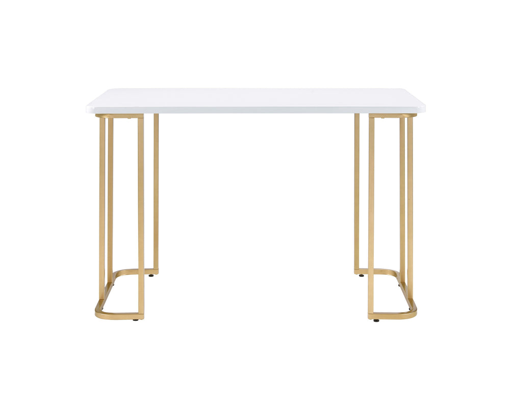 48" White and Gold Writing Desk