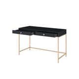 47" Black and Gold Writing Desk With Two Drawers - Homeroots - Flyclothing LLC