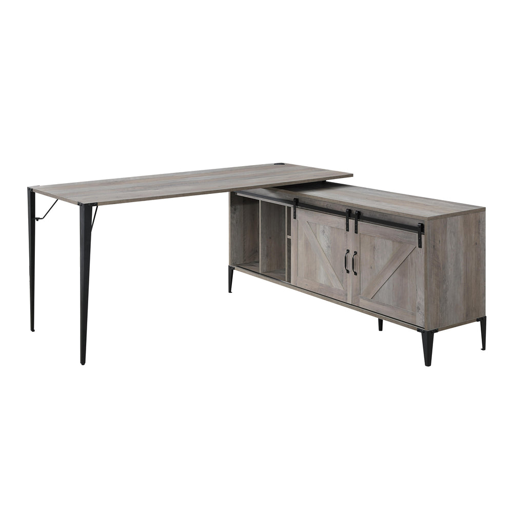 65" Gray and Black L Shape Writing Desk - Homeroots - Flyclothing LLC