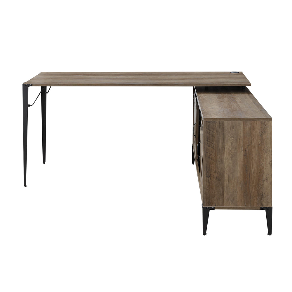 65" Brown and Black L Shape Writing Desk - Homeroots - Flyclothing LLC