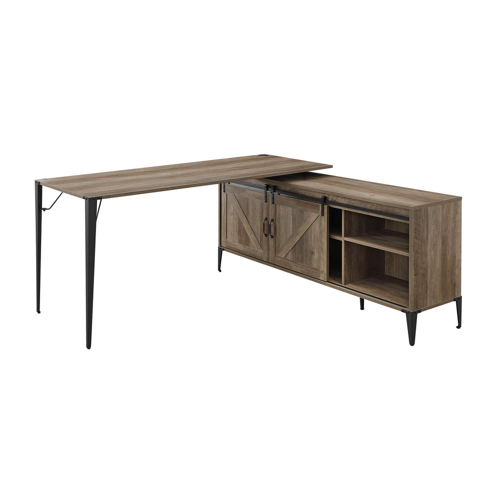 65" Brown and Black L Shape Writing Desk - Homeroots - Flyclothing LLC