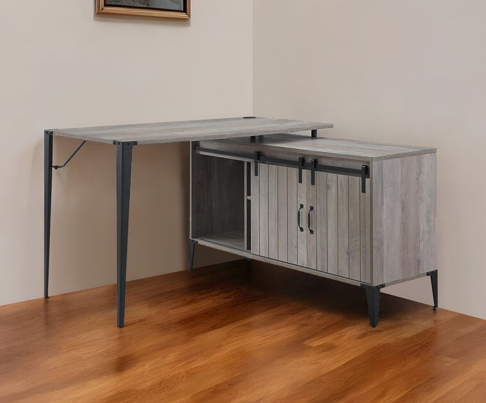 48" Gray and Black L Shape Writing Desk - Homeroots - Flyclothing LLC