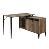 48" Brown and Black L Shape Writing Desk - Homeroots - Flyclothing LLC