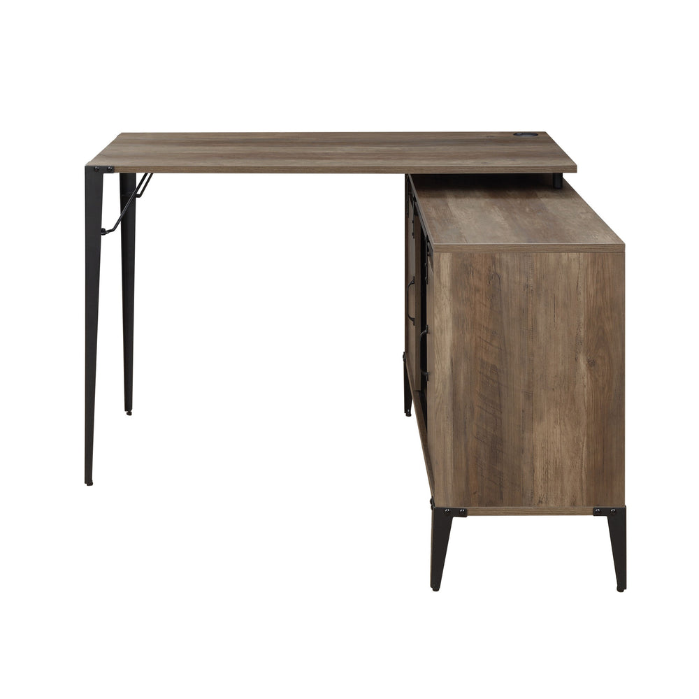 48" Brown and Black L Shape Writing Desk - Homeroots - Flyclothing LLC
