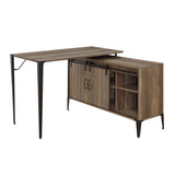 48" Brown and Black L Shape Writing Desk - Homeroots - Flyclothing LLC
