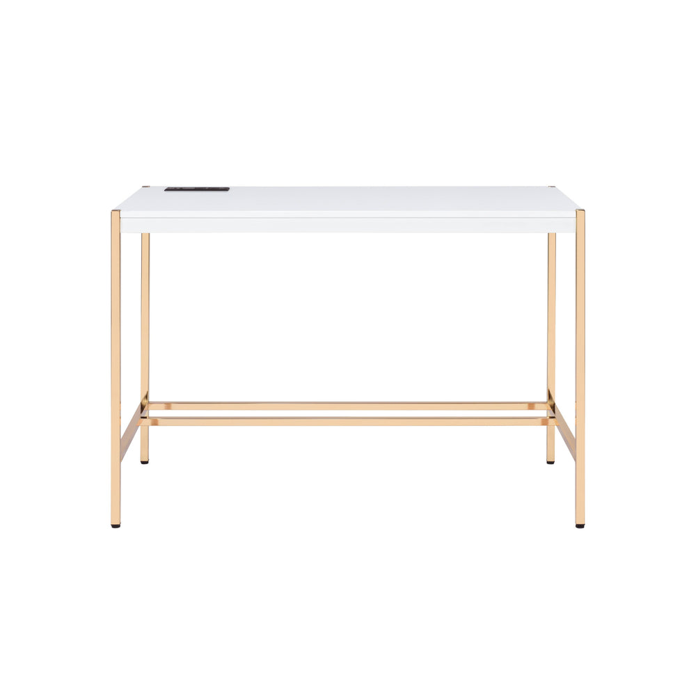 42" White and Gold Writing Desk - Homeroots - Flyclothing LLC