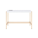 42" White and Gold Writing Desk - Homeroots - Flyclothing LLC
