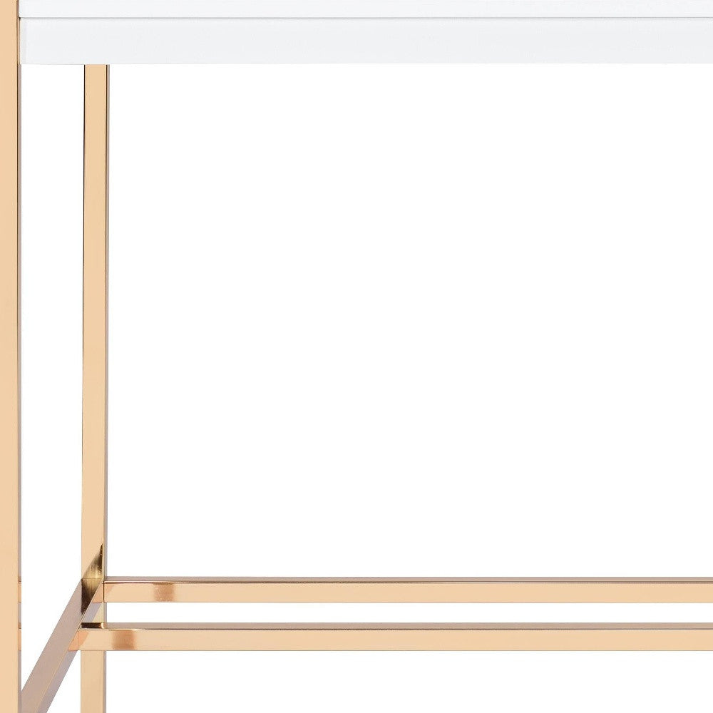 42" White and Gold Writing Desk - Homeroots - Flyclothing LLC