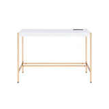 42" White and Gold Writing Desk - Homeroots - Flyclothing LLC