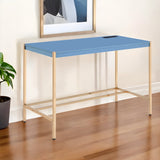 42" Navy Blue and Gold Writing Desk - Homeroots - Flyclothing LLC