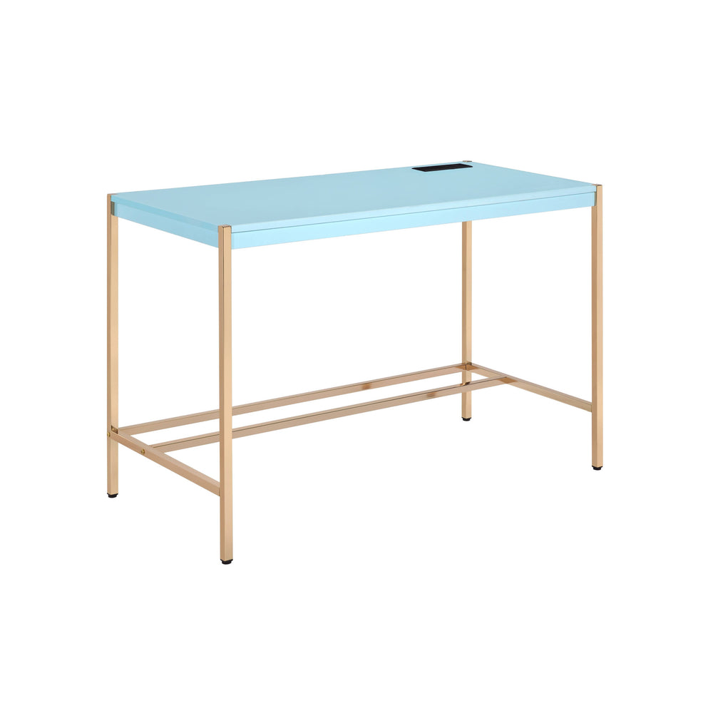 42" Baby Blue and Gold Writing Desk - Homeroots - Flyclothing LLC