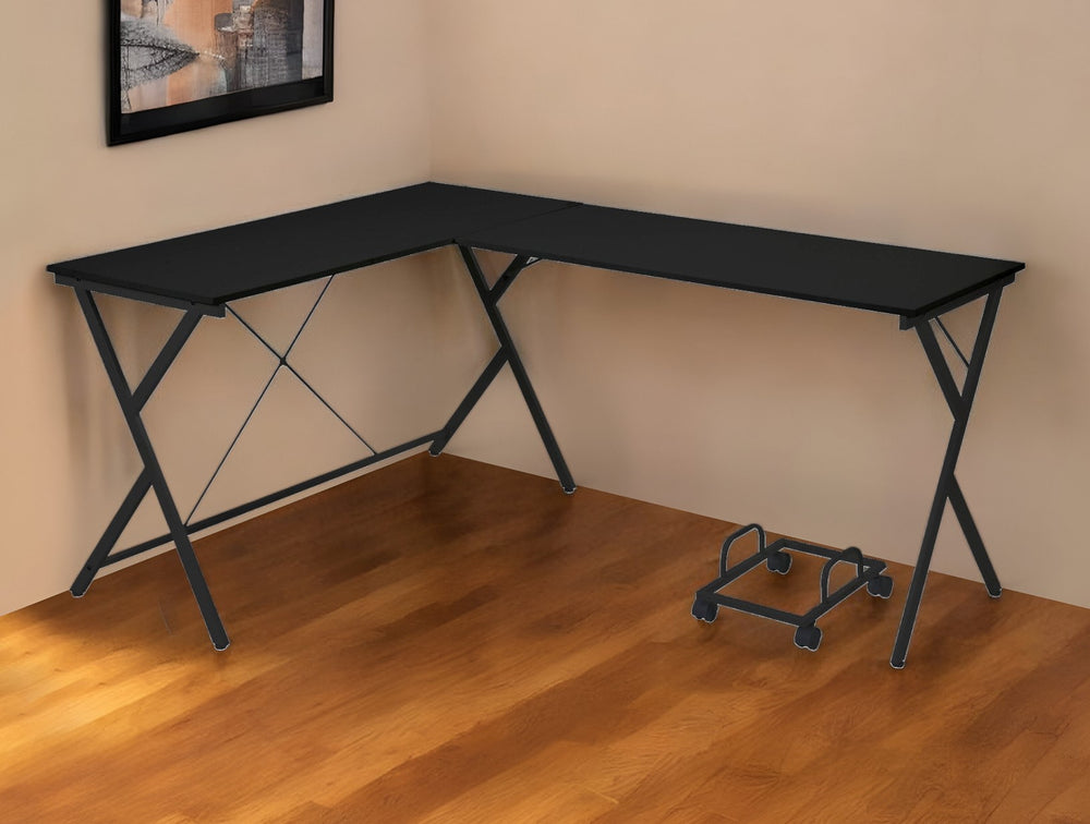 62" Black L Shape Computer Desk - Homeroots - Flyclothing LLC