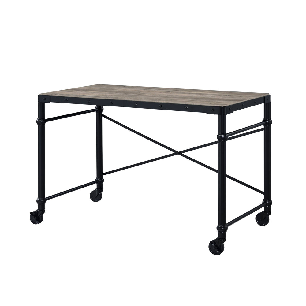 47" Brown and Black Writing Desk - Homeroots - Flyclothing LLC