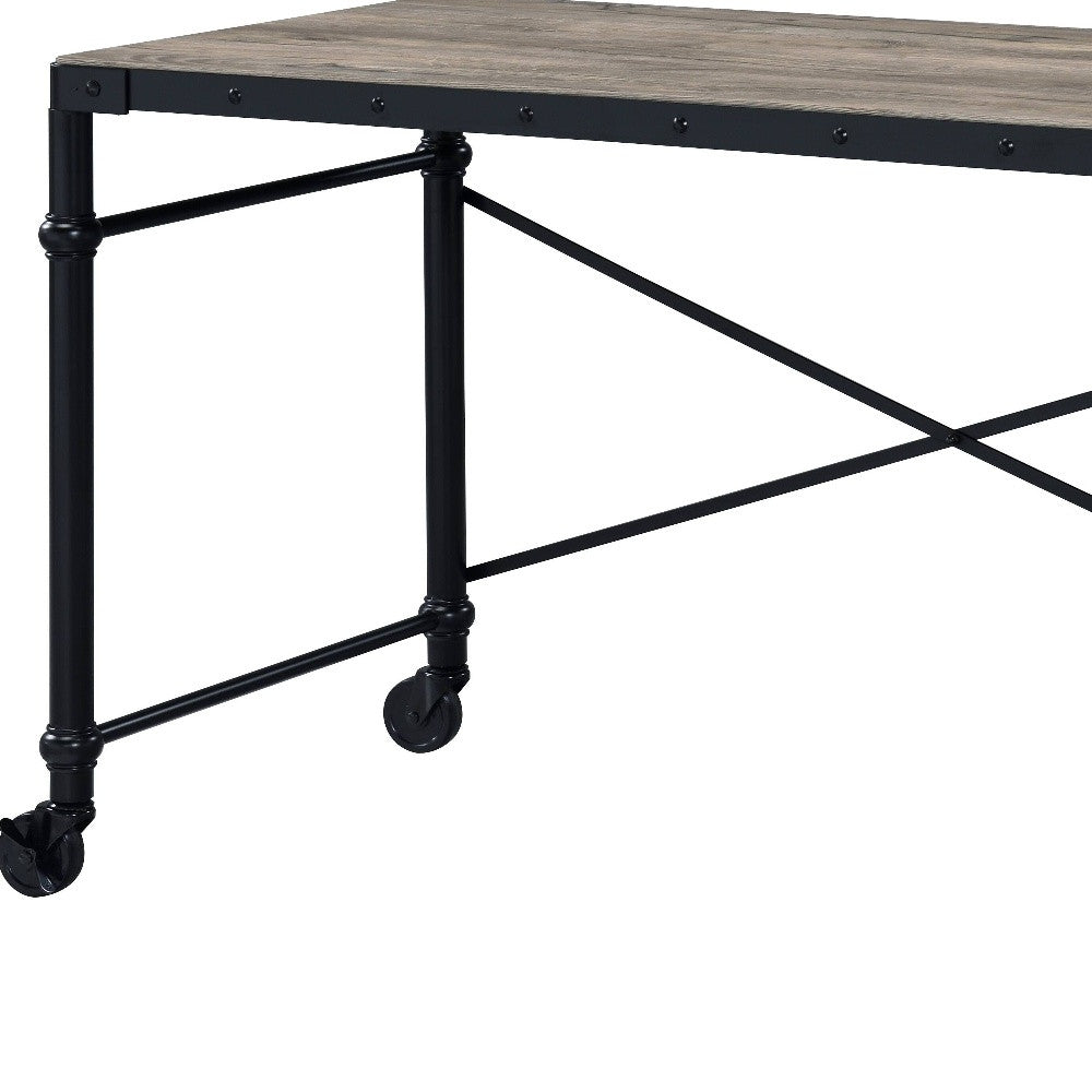47" Brown and Black Writing Desk - Homeroots - Flyclothing LLC