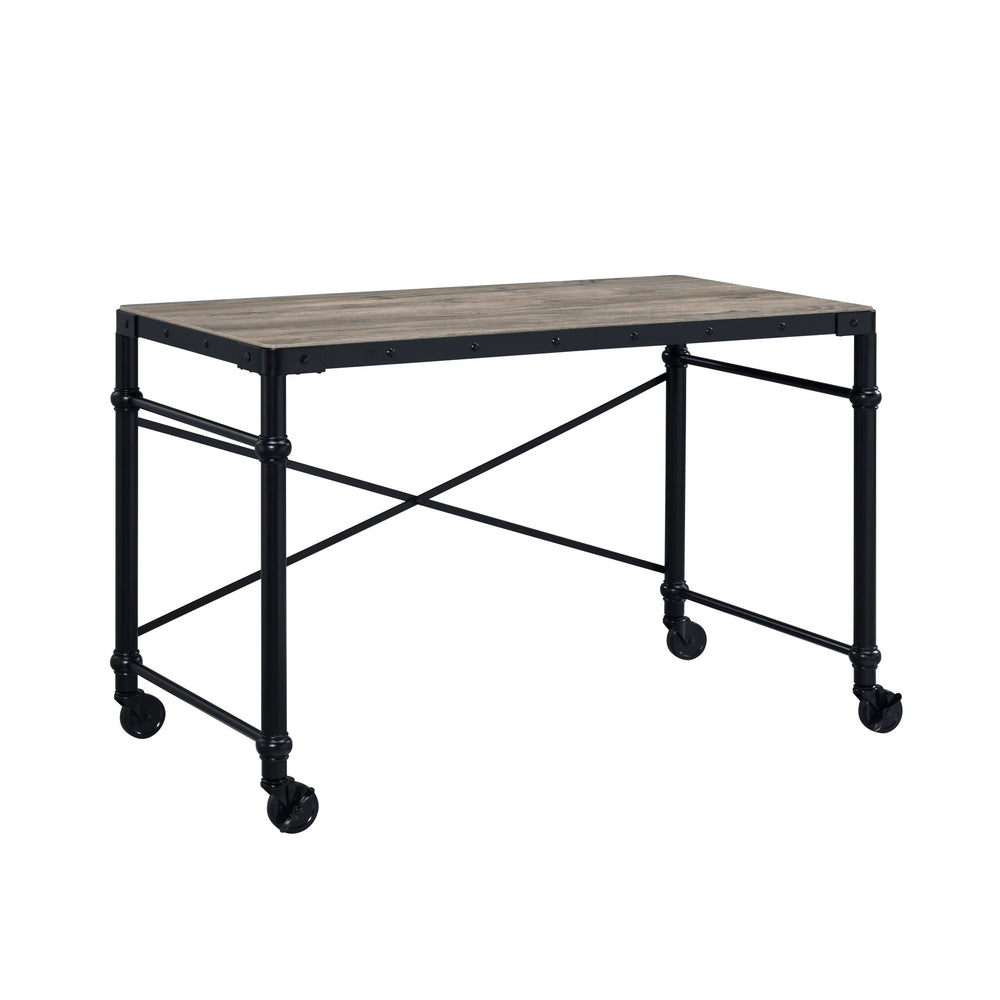 47" Brown and Black Writing Desk - Homeroots - Flyclothing LLC