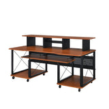 72" Brown and Black Computer Desk - Homeroots - Flyclothing LLC