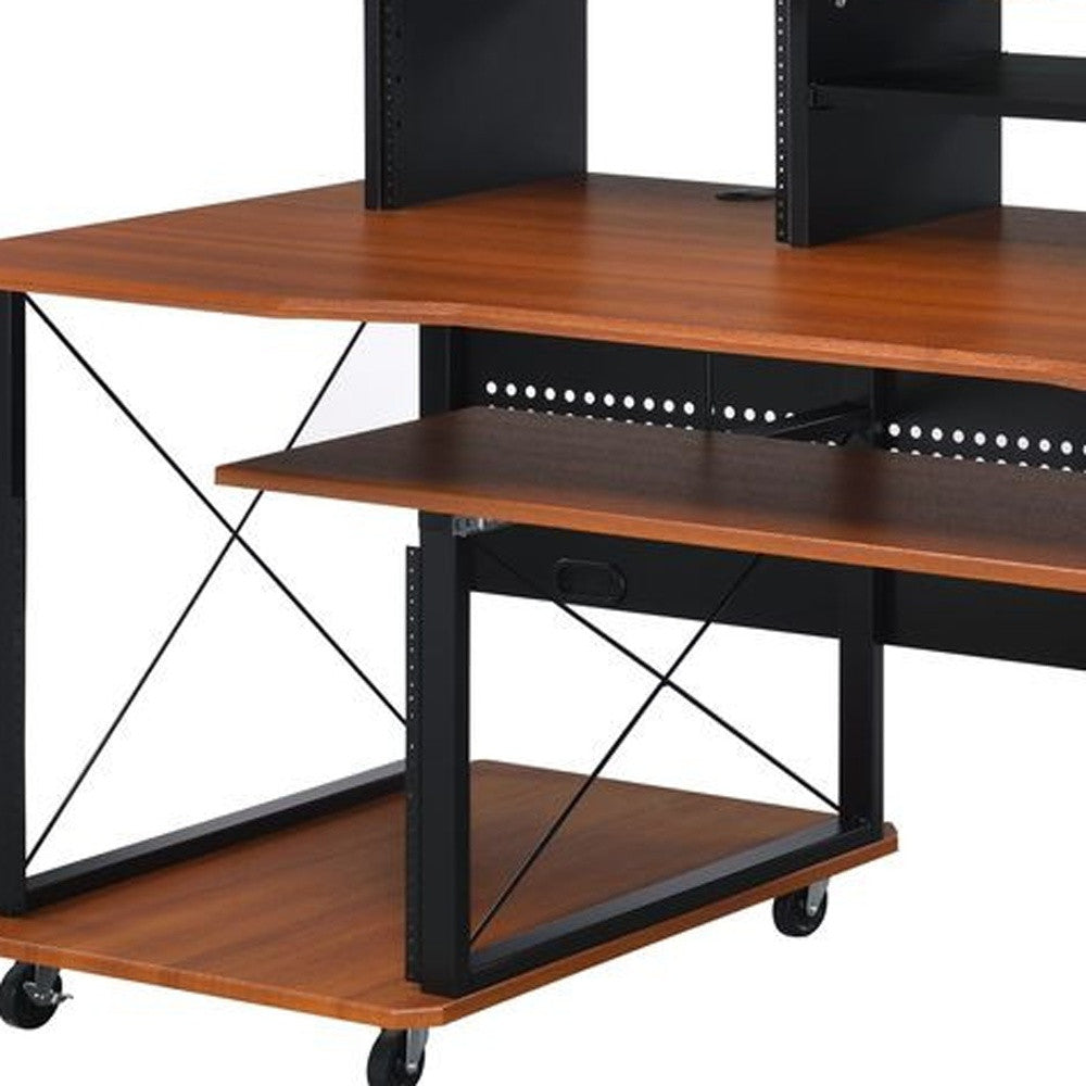 72" Brown and Black Computer Desk - Homeroots - Flyclothing LLC