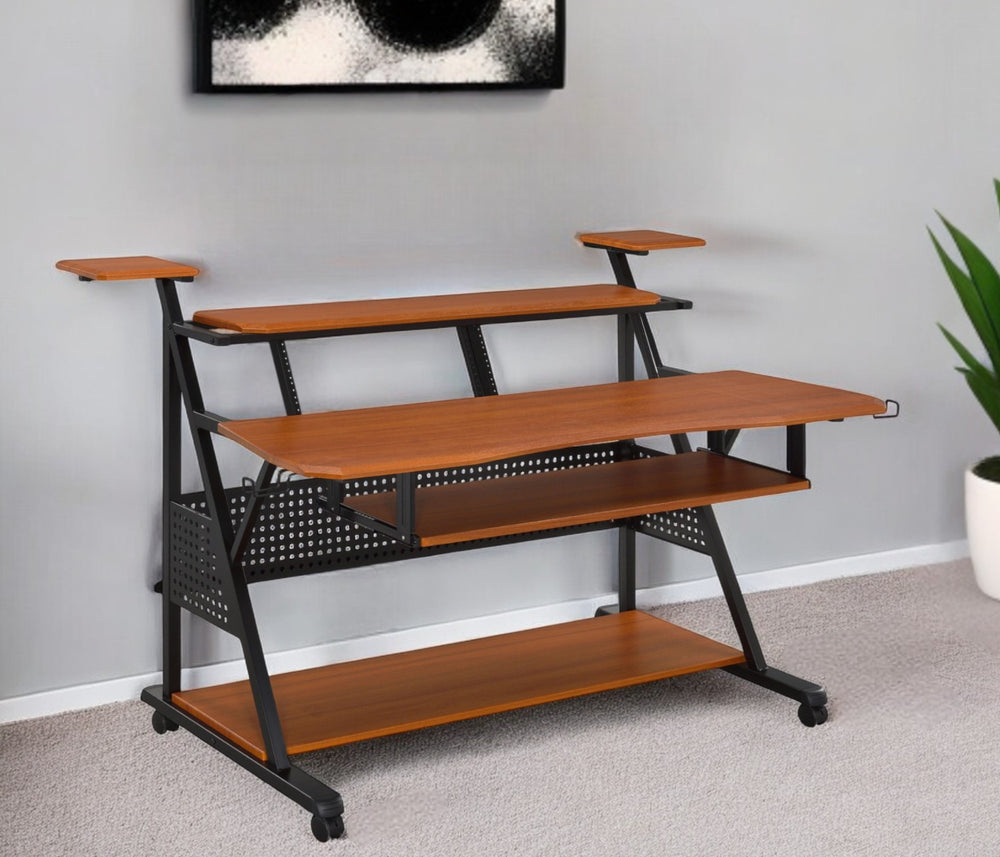 67" Brown and Black Computer Desk - Homeroots - Flyclothing LLC