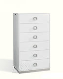 32" White Manufactured Wood + Solid Wood Stainless Steel Six Drawer Chest - Homeroots - Flyclothing LLC