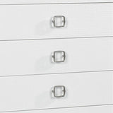 32" White Manufactured Wood + Solid Wood Stainless Steel Six Drawer Chest - Homeroots - Flyclothing LLC