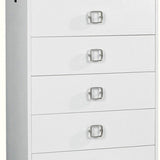 32" White Manufactured Wood + Solid Wood Stainless Steel Six Drawer Chest - Homeroots - Flyclothing LLC