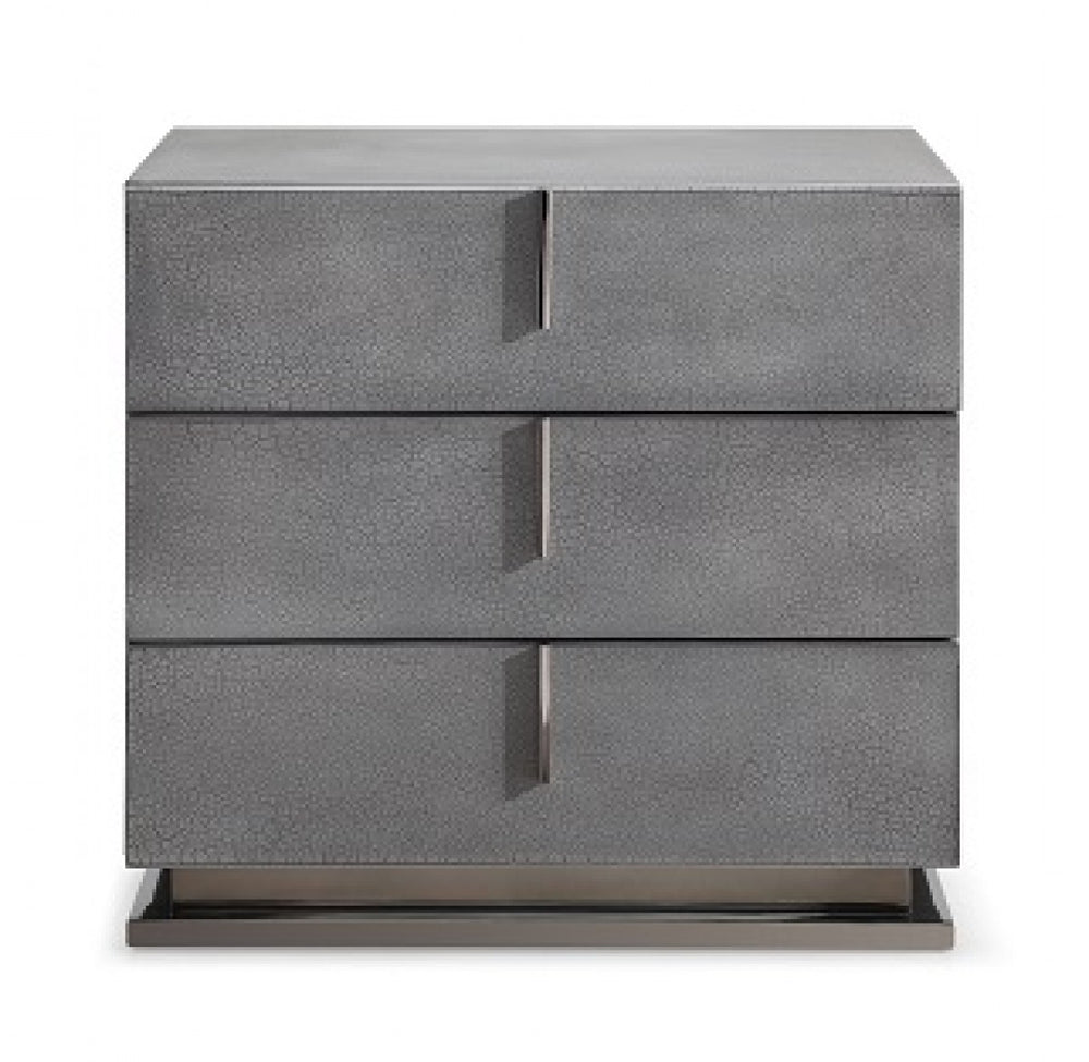 22" Gray Solid and Manufactured Wood Three Drawer Nightstand