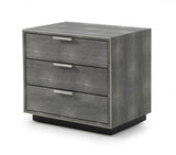 22" Gray Solid and Manufactured Wood Shagreen Three Drawer Nightstand
