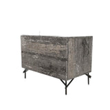 21" Gray Iron and Wood Two Drawer Nightstand