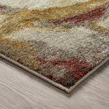 3' X 5' Brick Ivory And Gold Abstract Geometric Area Rug - Homeroots - Flyclothing LLC