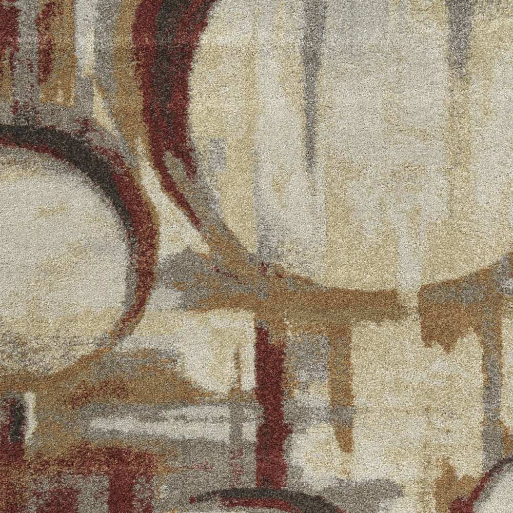 3' X 5' Brick Ivory And Gold Abstract Geometric Area Rug - Homeroots - Flyclothing LLC