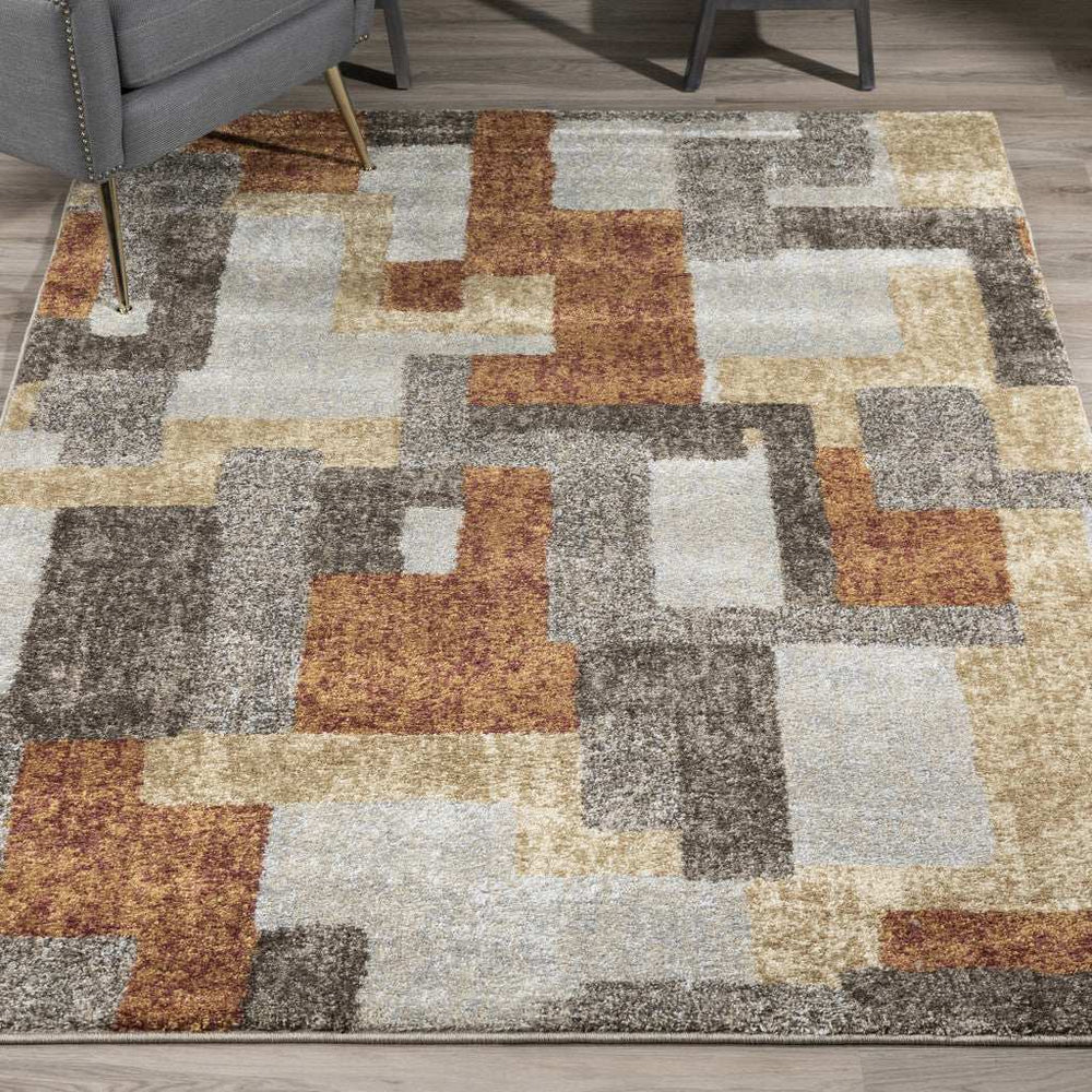 8' X 11' Grey And Brown Geometric Area Rug - Homeroots - Flyclothing LLC