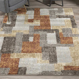 8' X 11' Grey And Brown Geometric Area Rug - Homeroots - Flyclothing LLC