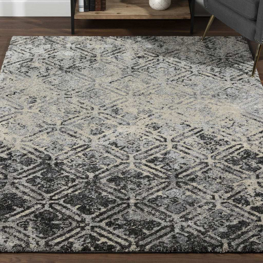 3' X 5' Grey Diamond Area Rug - Homeroots - Flyclothing LLC
