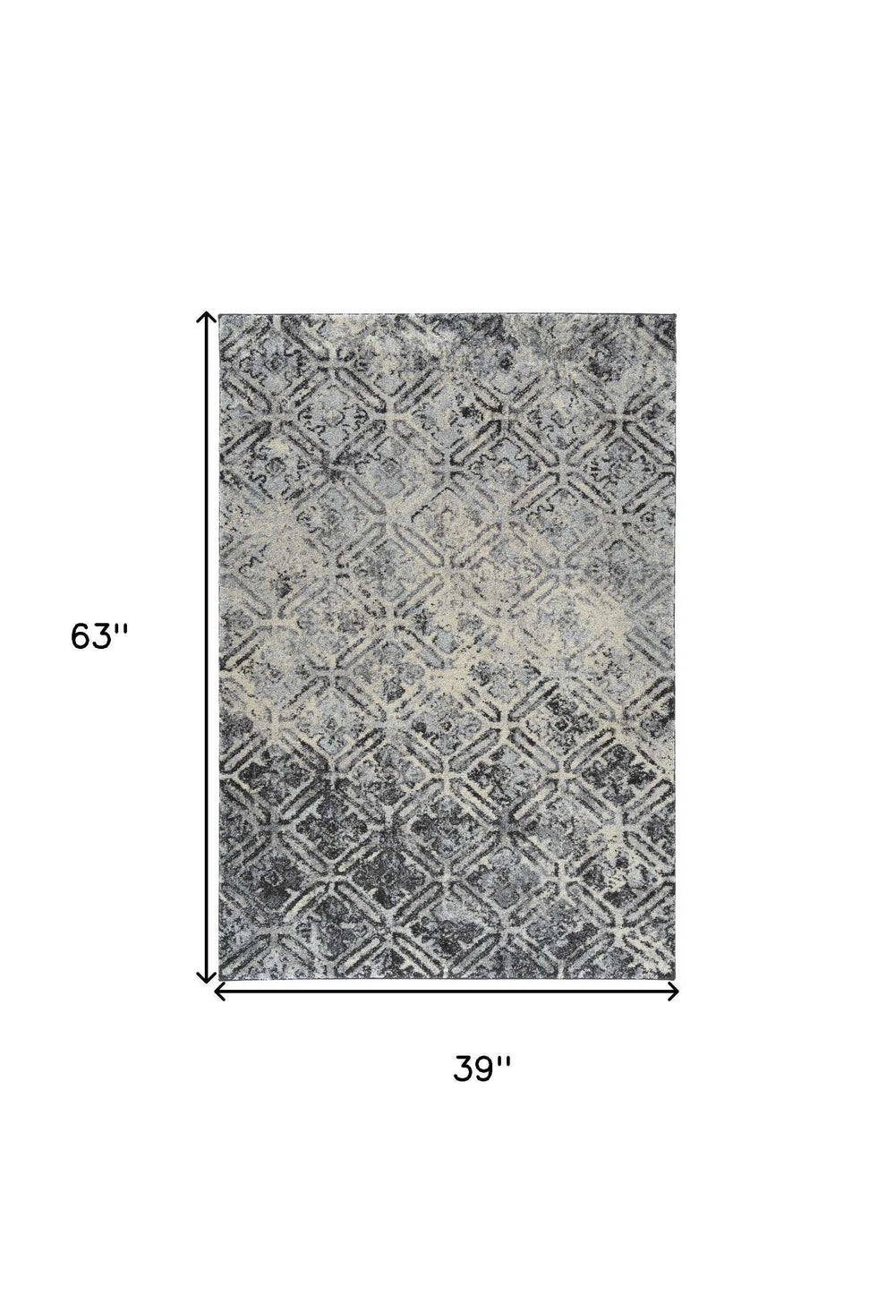 3' X 5' Grey Diamond Area Rug - Homeroots - Flyclothing LLC
