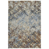 5' X 8' Brown Light Blue And Gray Distressed Diamond Area Rug - Homeroots - Flyclothing LLC