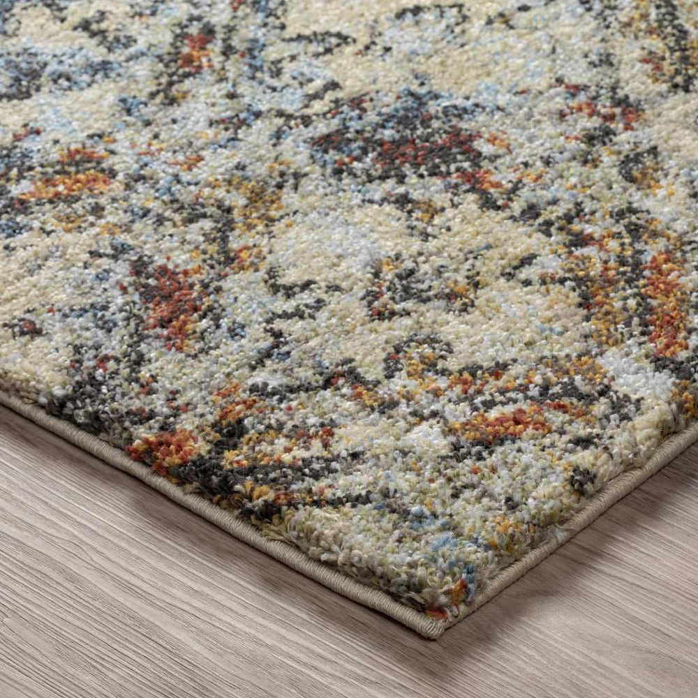 8' X 11' Brown Light Blue And Gray Distressed Diamond Area Rug - Homeroots - Flyclothing LLC