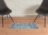 2' X 3' Grey Zebra Print Shag Handmade Non Skid Area Rug - Homeroots - Flyclothing LLC